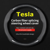 No Smell Thin For Tesla Steering Wheel Cover Genuine Leather Carbon Fiber Fit Model 3 S Y X Roadster